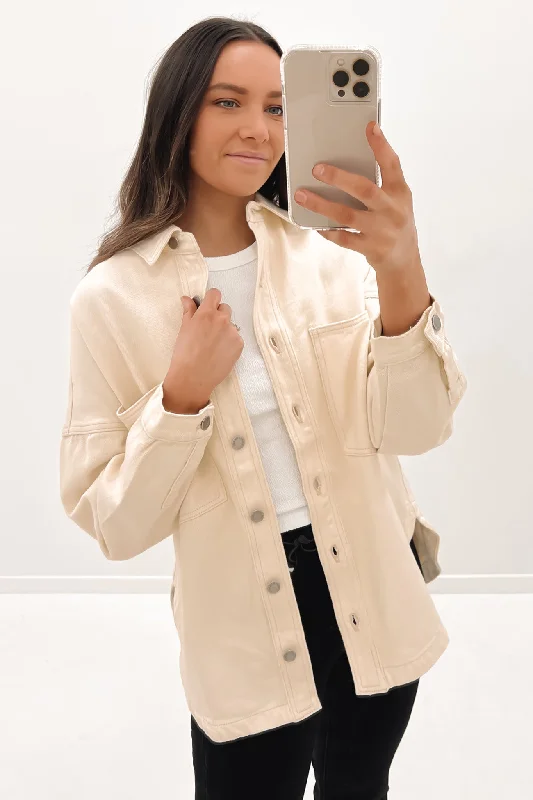 Men jackets with a zip - off sleeves to convert to a vestHarley Denim Jacket Beige