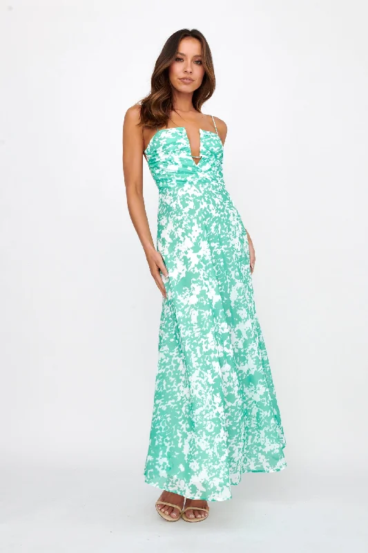 Mermaid - Style Women Dress with a Fitted Silhouette for Special OccasionsHuda U-Wire Bust Low Back Maxi Dress Green Mermaid - Style Women Dress with a Fitted Silhouette for Special OccasionsHuda U-Wire Bust Low Back Maxi Dress Green