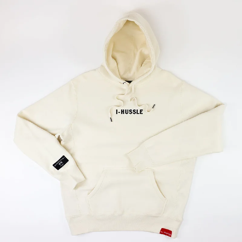 Women's hoodie with a kangaroo pocket and a pom - pom drawstring for added charmI-Hussle (Victory Flags) Hoodie - Bone/Black Women's hoodie with a kangaroo pocket and a pom - pom drawstring for added charmI-Hussle (Victory Flags) Hoodie - Bone/Black