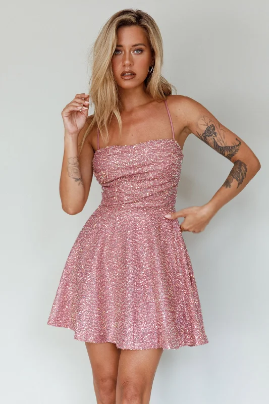 Little Black Women Dress with Sequins for a Glamorous Night OutInto The Night Tied Back Sequin Dress Mauve Little Black Women Dress with Sequins for a Glamorous Night OutInto The Night Tied Back Sequin Dress Mauve