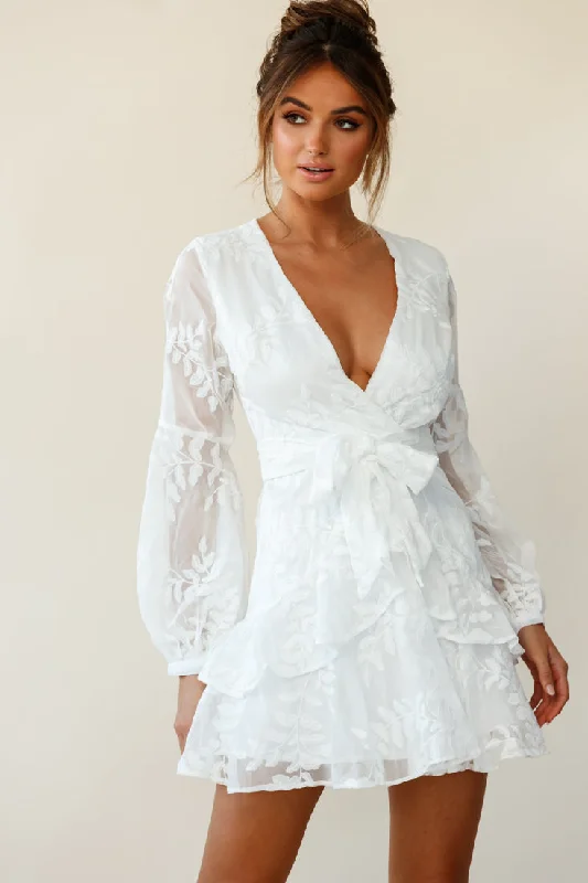 Backless Women Dress for a Sexy and Alluring Look at Evening EventsKerry Layered Balloon Sleeve Dress Floral Embroidered White Backless Women Dress for a Sexy and Alluring Look at Evening EventsKerry Layered Balloon Sleeve Dress Floral Embroidered White