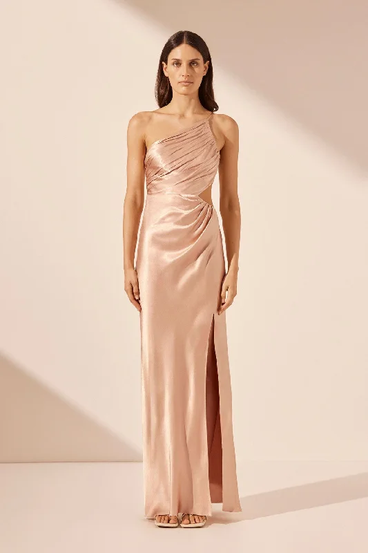 Ball Gown Women Dress with a Full Skirt for a Princess - like LookLA LUNE ASYMMETRICAL GATHERED MAXI DRESS - DESERT ROSE Ball Gown Women Dress with a Full Skirt for a Princess - like LookLA LUNE ASYMMETRICAL GATHERED MAXI DRESS - DESERT ROSE