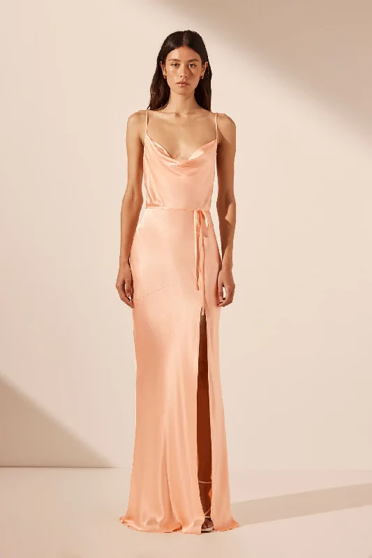 Ball Gown Women Dress with a Full Skirt for a Princess - like LookLA LUNE BIAS COWL MAXI DRESS - PEACH