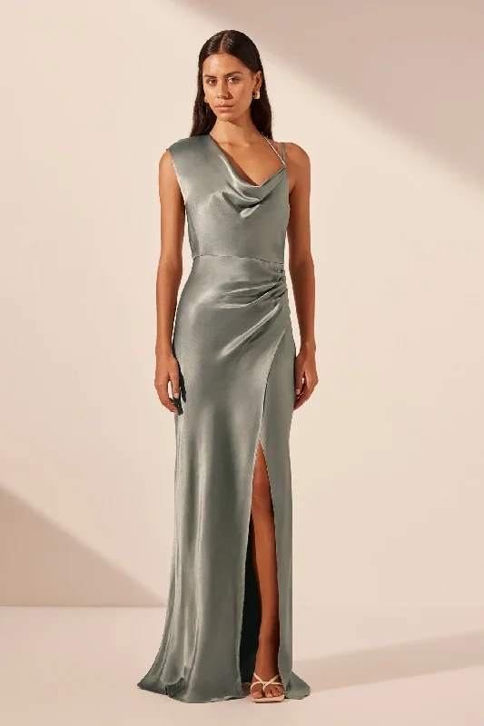 Mini Women Dress with a Short Hem for a Young and Trendy StyleLA LUNE DRAPED MAXI DRESS - SAGE