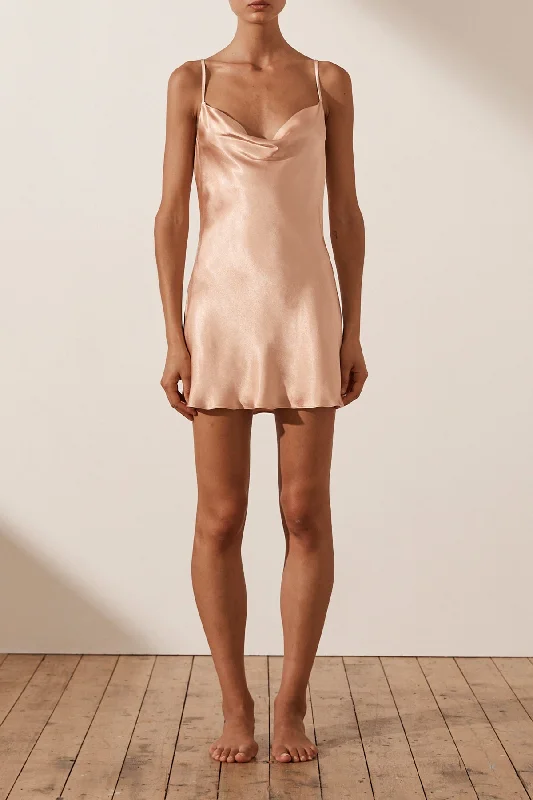 Sleeveless Women Dress in Bright Colors for Summer PartiesLA LUNE LOUNGE SLIP DRESS - DESERT ROSE