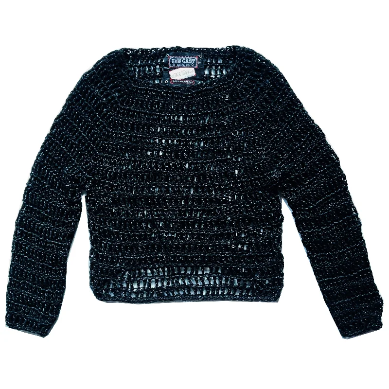 Women's hoodie with a kangaroo pocket and a pom - pom drawstring for added charmLONELY BOY Fishnet Sweater