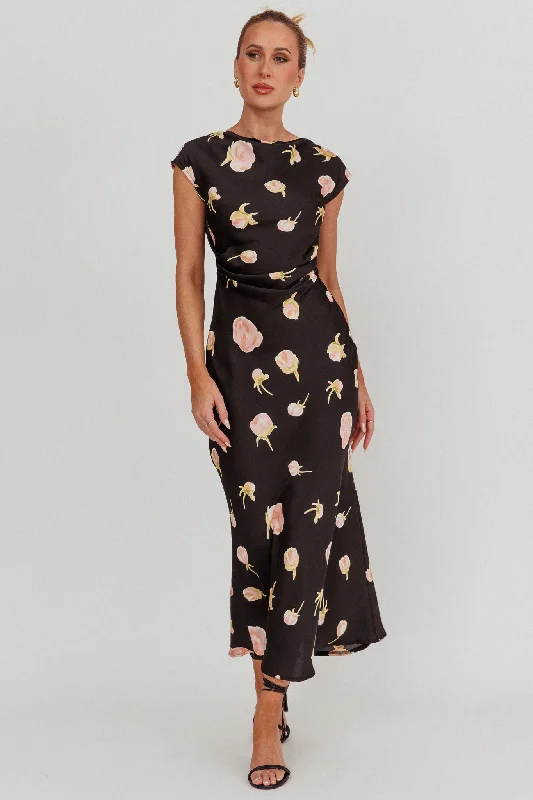 Lace - Embellished Women Dress for an Elegant and Sophisticated AppearanceLoveland Floral Print Cowl Back Maxi Dress Oyster