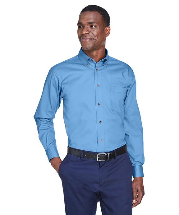 Women's tie - front hoodie in a lightweight fabric for summer layeringM500 - Harriton Mens Easy Blend™ Long-Sleeve Twill Shirt with Stain-Release | Light College Blue Women's tie - front hoodie in a lightweight fabric for summer layeringM500 - Harriton Mens Easy Blend™ Long-Sleeve Twill Shirt with Stain-Release | Light College Blue