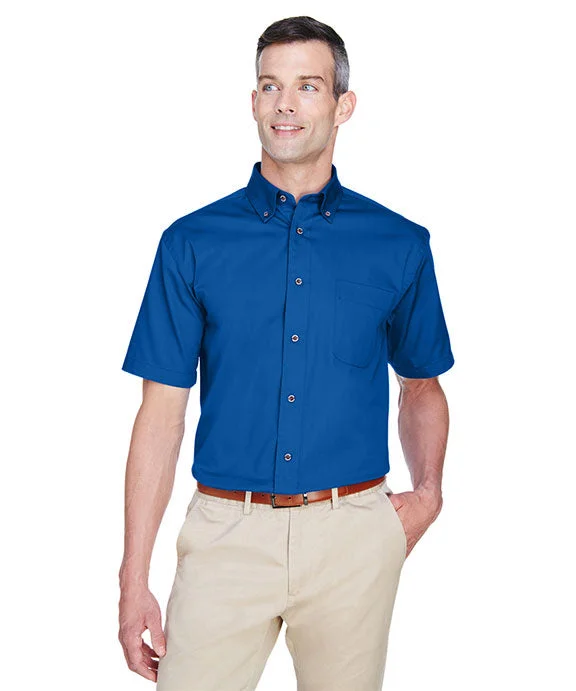 Women's mock - neck sweatshirt made of moisture - wicking material for fitness useM500S - Harriton Mens Easy Blend™ Short-Sleeve Twill Shirt with Stain-Release | French Blue Women's mock - neck sweatshirt made of moisture - wicking material for fitness useM500S - Harriton Mens Easy Blend™ Short-Sleeve Twill Shirt with Stain-Release | French Blue