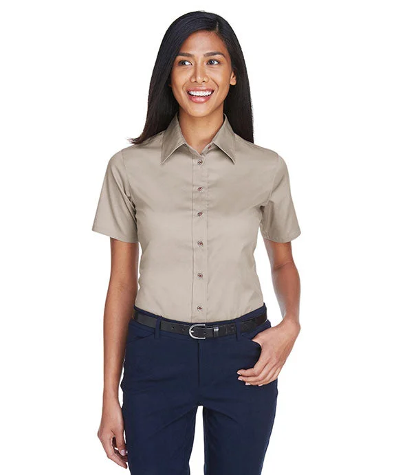 Women's long - sleeve cropped sweatshirt with ribbed cuffs for a snug fitM500SW - Harriton Ladies Easy Blend™ Short-Sleeve Twill Shirt with Stain-Release | Stone Women's long - sleeve cropped sweatshirt with ribbed cuffs for a snug fitM500SW - Harriton Ladies Easy Blend™ Short-Sleeve Twill Shirt with Stain-Release | Stone