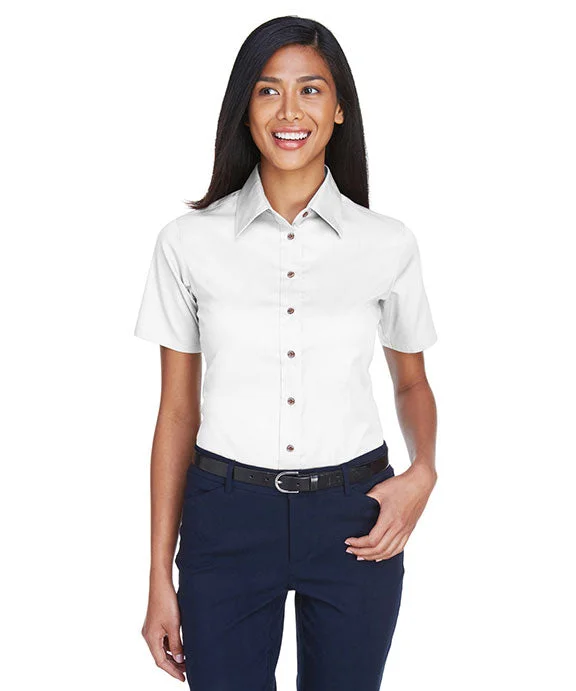 Women's graphic - printed sweatshirt featuring floral patterns for a feminine touchM500SW - Harriton Ladies Easy Blend™ Short-Sleeve Twill Shirt with Stain-Release | White Women's graphic - printed sweatshirt featuring floral patterns for a feminine touchM500SW - Harriton Ladies Easy Blend™ Short-Sleeve Twill Shirt with Stain-Release | White