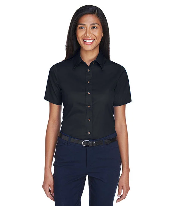 Women's oversized cropped hoodie with drawstrings for a trendy lookM500SW - Harriton Ladies Easy Blend™ Short-Sleeve Twill Shirt with Stain-Release Women's oversized cropped hoodie with drawstrings for a trendy lookM500SW - Harriton Ladies Easy Blend™ Short-Sleeve Twill Shirt with Stain-Release