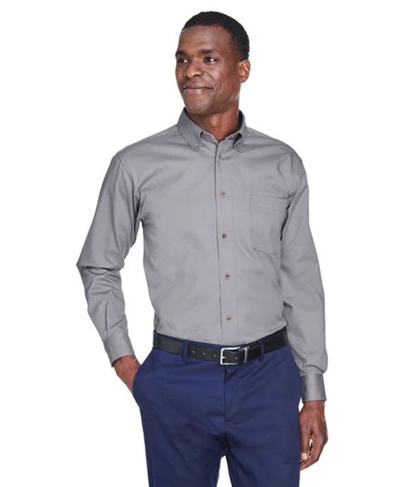 Women's mock - neck sweatshirt made of moisture - wicking material for fitness useM500T - Harriton Mens Tall Easy Blend™ Long-Sleeve Twill Shirt with Stain-Release | Dark Grey Women's mock - neck sweatshirt made of moisture - wicking material for fitness useM500T - Harriton Mens Tall Easy Blend™ Long-Sleeve Twill Shirt with Stain-Release | Dark Grey