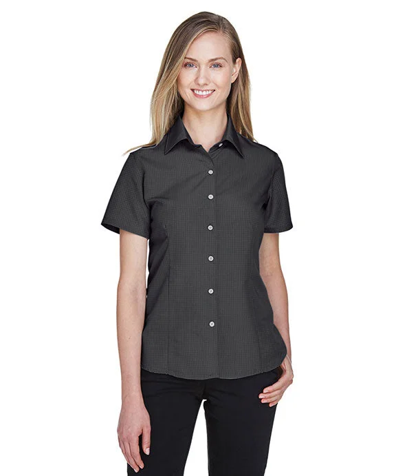 Women's quarter - zip sweatshirt made of organic cotton for eco - conscious fashionM560W - Harriton Ladies Barbados Textured Camp Shirt | Black Women's quarter - zip sweatshirt made of organic cotton for eco - conscious fashionM560W - Harriton Ladies Barbados Textured Camp Shirt | Black