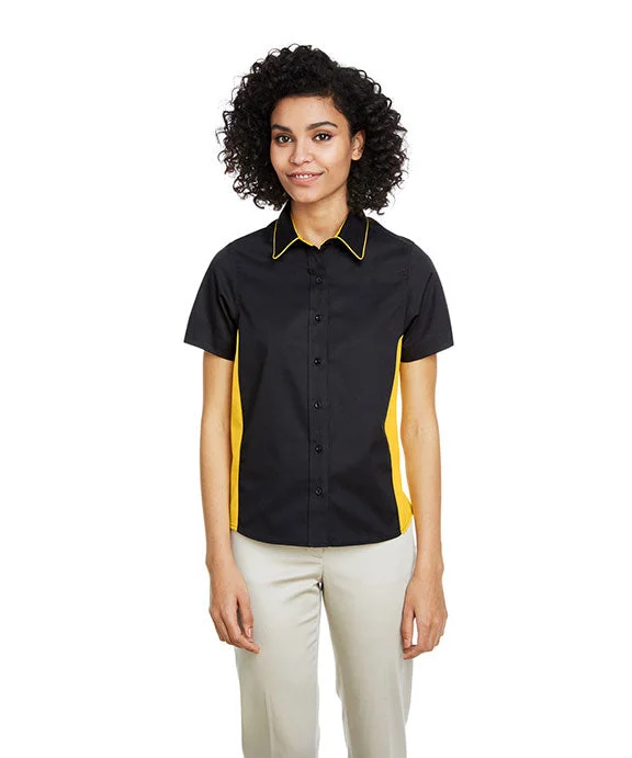 Women's hoodie with a detachable hood for customizable stylingM586W - Harriton Ladies Flash IL Colorblock Short Sleeve Shirt | Black/S Yellow Women's hoodie with a detachable hood for customizable stylingM586W - Harriton Ladies Flash IL Colorblock Short Sleeve Shirt | Black/S Yellow