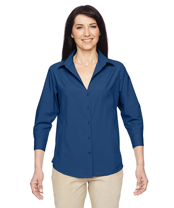 Women's graphic - printed sweatshirt featuring floral patterns for a feminine touchM610W - Harriton Ladies Paradise 3/4-Sleeve Performance Shirt | Pool Blue Women's graphic - printed sweatshirt featuring floral patterns for a feminine touchM610W - Harriton Ladies Paradise 3/4-Sleeve Performance Shirt | Pool Blue