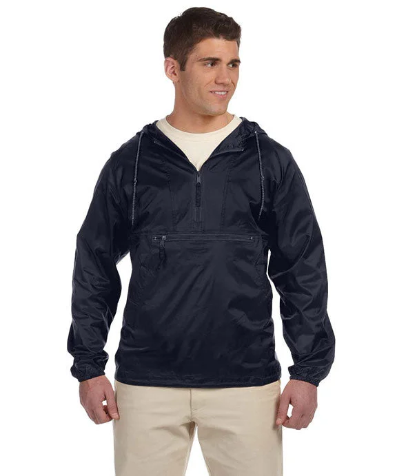 Women's tie - front hoodie in a lightweight fabric for summer layeringM750 - Harriton Adult Packable Nylon Jacket | Navy Women's tie - front hoodie in a lightweight fabric for summer layeringM750 - Harriton Adult Packable Nylon Jacket | Navy