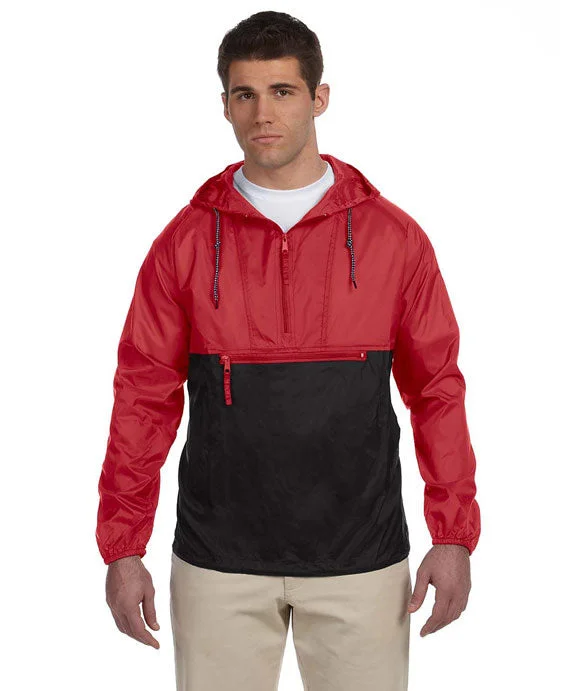 Women's zip - front sweatshirt with contrast stitching for a sporty aestheticM750 - Harriton Adult Packable Nylon Jacket | Red/Black Women's zip - front sweatshirt with contrast stitching for a sporty aestheticM750 - Harriton Adult Packable Nylon Jacket | Red/Black