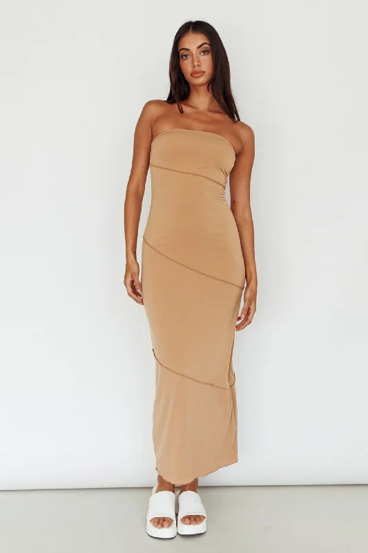 Mini Women Dress with a Short Hem for a Young and Trendy StyleMaking Headlines Strapless Midi Dress Camel Mini Women Dress with a Short Hem for a Young and Trendy StyleMaking Headlines Strapless Midi Dress Camel
