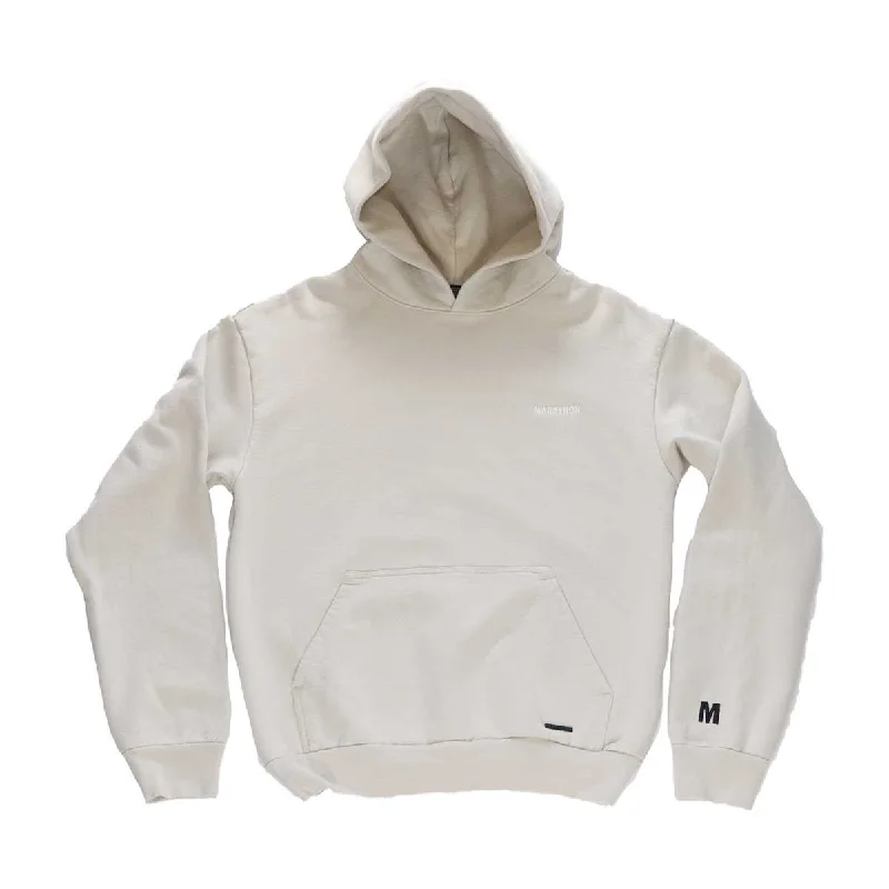Women's oversized cropped hoodie with drawstrings for a trendy lookMarathon Life Hoodie - Bone Women's oversized cropped hoodie with drawstrings for a trendy lookMarathon Life Hoodie - Bone