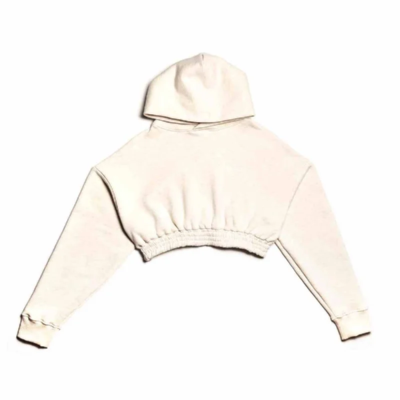Women's sweatshirt with a mesh panel insert for breathability during workoutsMarathon Womens Crop Hoodie - Ash Grey