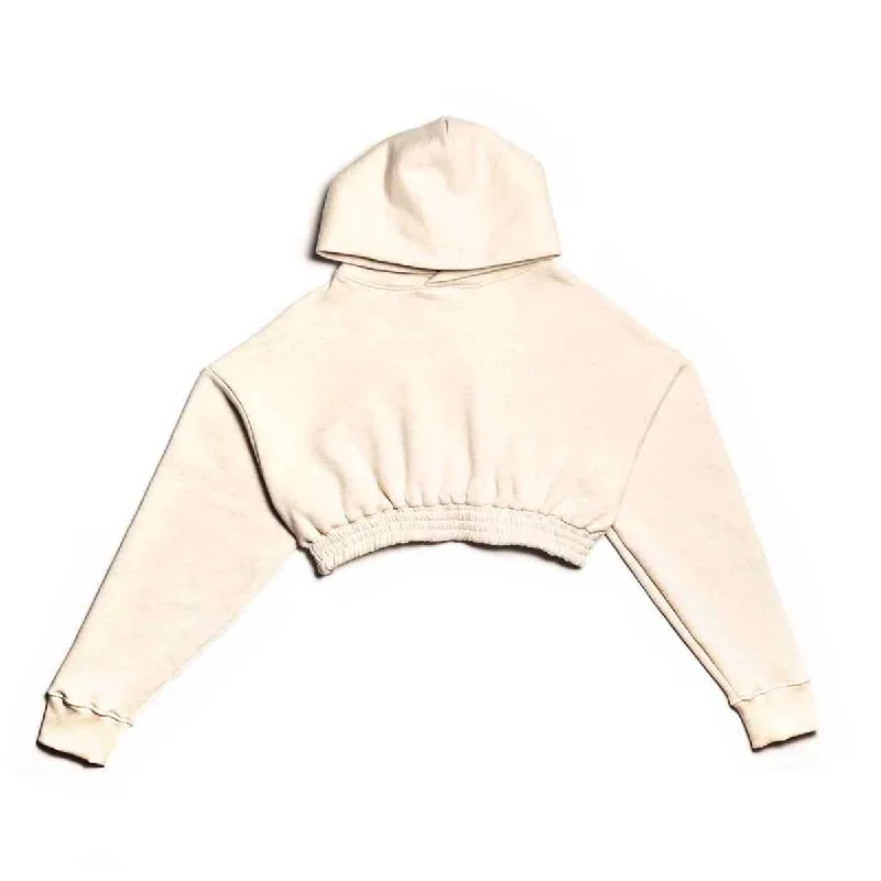 Women's pullover hoodie with a side slit for a modern and relaxed fitMarathon Womens Crop Hoodie - Natural Women's pullover hoodie with a side slit for a modern and relaxed fitMarathon Womens Crop Hoodie - Natural