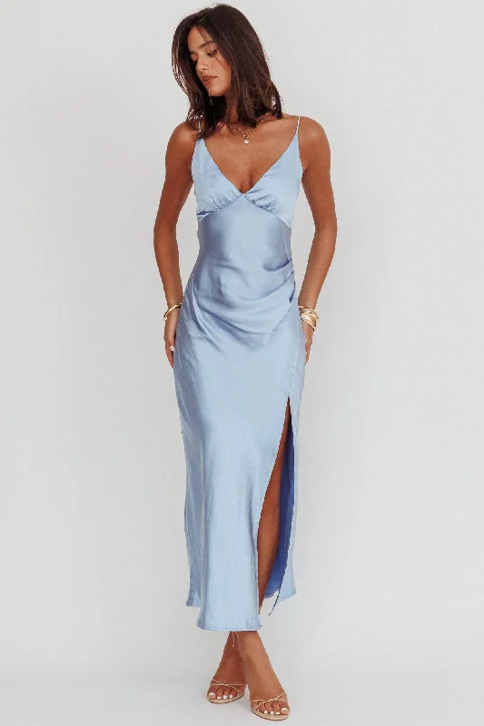 Shift Women Dress with a Simple and Classic Design for Everyday WearMarlie Side Pleat Maxi Dress Blue