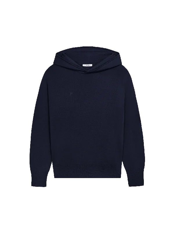 Mens Regenerative Merino Wool Hoodie—navy