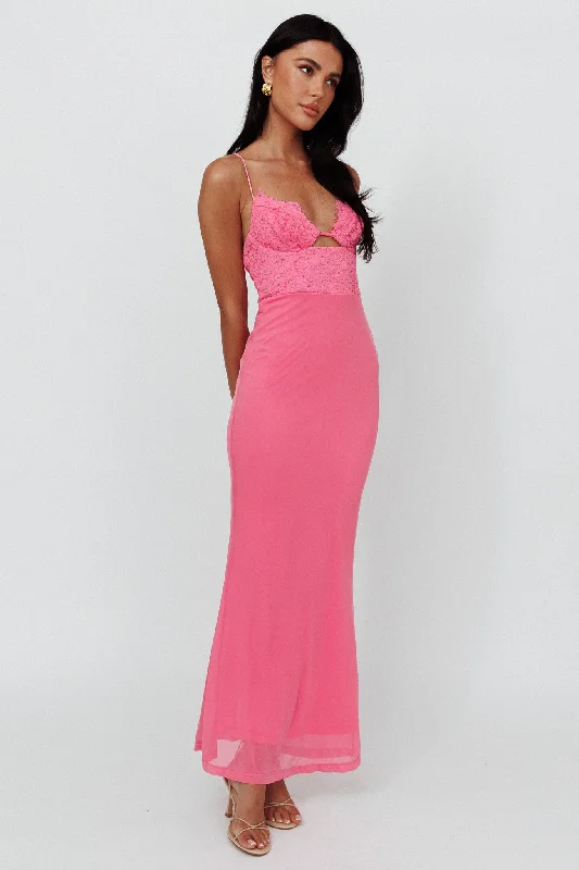 Ball Gown Women Dress with a Full Skirt for a Princess - like LookModern Love Lace Bodice Maxi Dress Pink Ball Gown Women Dress with a Full Skirt for a Princess - like LookModern Love Lace Bodice Maxi Dress Pink