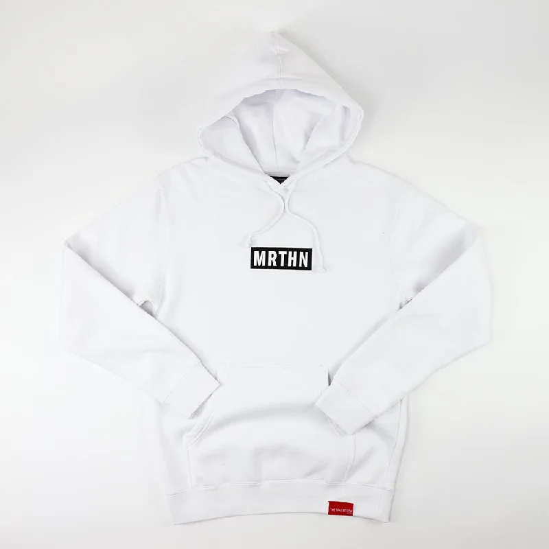 Women's oversized cropped hoodie with drawstrings for a trendy lookMRTHN Hoodie - White/Black Women's oversized cropped hoodie with drawstrings for a trendy lookMRTHN Hoodie - White/Black