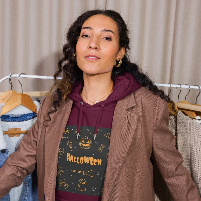 Women's hoodie with a glittery print for a glamorous and sparkly appearanceMultiple Halloween Graphic Women Eco Raglan Hoodie Women's hoodie with a glittery print for a glamorous and sparkly appearanceMultiple Halloween Graphic Women Eco Raglan Hoodie