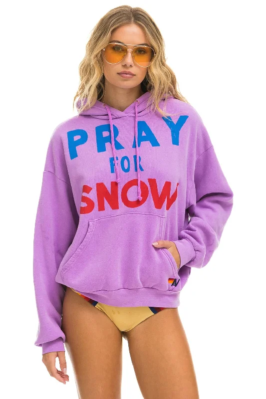 PRAY FOR SNOW RELAXED PULLOVER HOODIE - NEON PURPLE