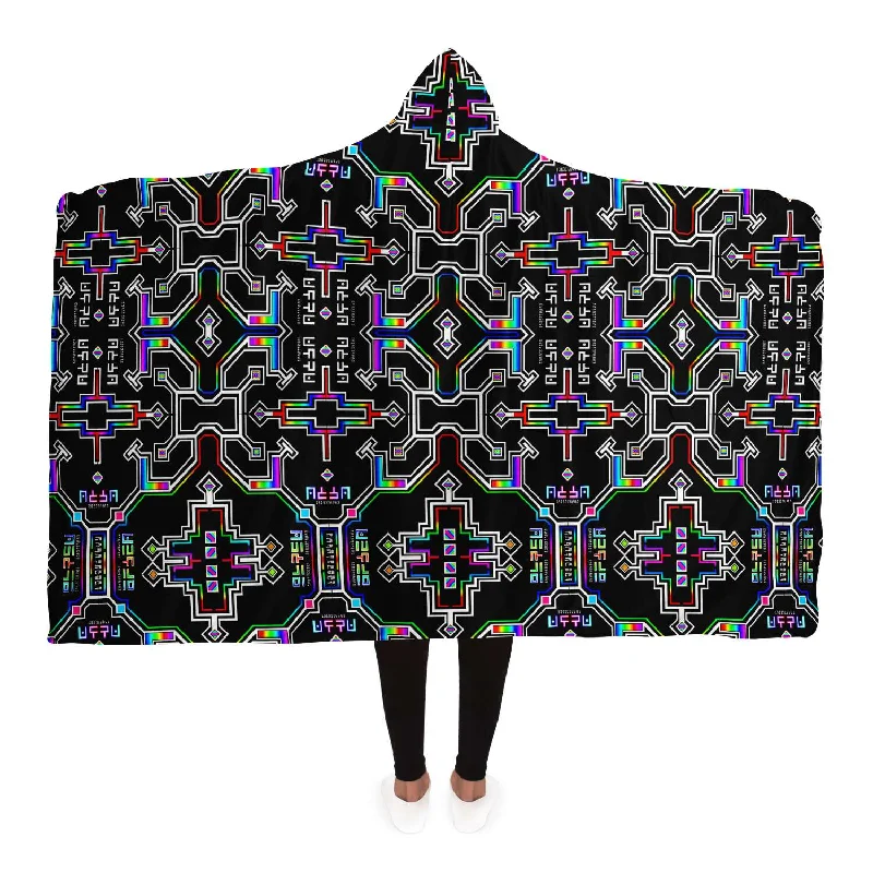 Women's fleece - lined hoodie with thumbholes for warmth in winterPrismatic Grid Hooded Blanket Women's fleece - lined hoodie with thumbholes for warmth in winterPrismatic Grid Hooded Blanket