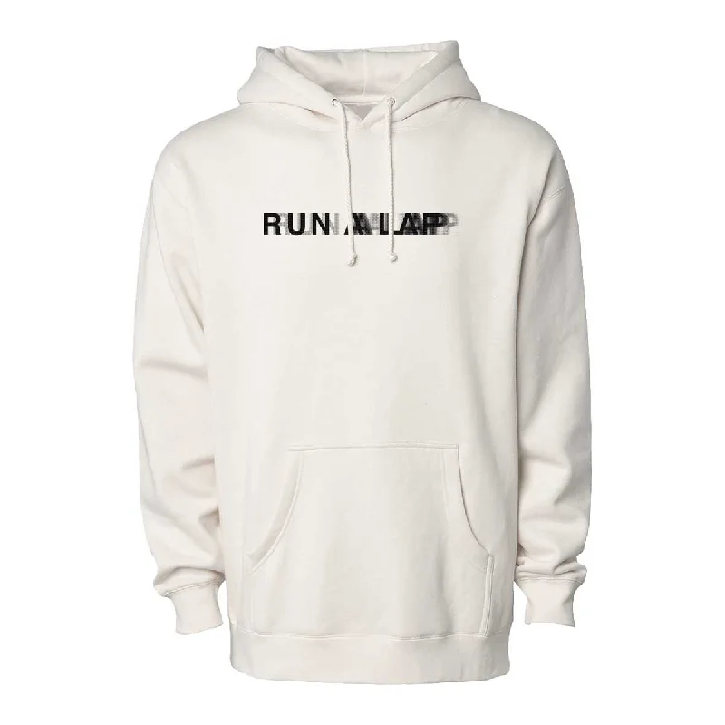 Women's pullover hoodie with a side slit for a modern and relaxed fitRun A Lap Blurred Hoodie - Bone/Black Women's pullover hoodie with a side slit for a modern and relaxed fitRun A Lap Blurred Hoodie - Bone/Black