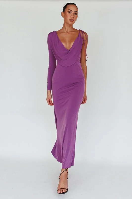 Empire Waist Women Dress to Accentuate the Bust and Conceal the WaistStar Walker One Sleeve Maxi Dress Purple Empire Waist Women Dress to Accentuate the Bust and Conceal the WaistStar Walker One Sleeve Maxi Dress Purple