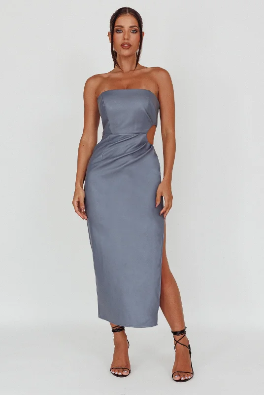 Wrap - Style Women Dress with Adjustable Fit for All Body TypesTaking Bets Strapless Midi Dress Leather Midnight Blue Wrap - Style Women Dress with Adjustable Fit for All Body TypesTaking Bets Strapless Midi Dress Leather Midnight Blue