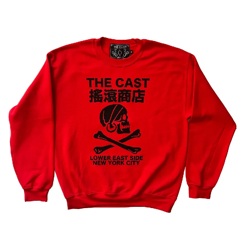 Women's fleece - lined hoodie with thumbholes for warmth in winterTHE CAST Crewneck (RED) Women's fleece - lined hoodie with thumbholes for warmth in winterTHE CAST Crewneck (RED)