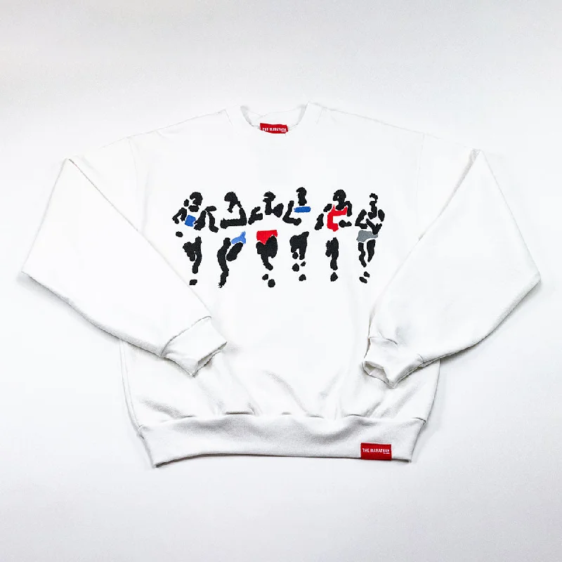 Women's long - sleeve cropped sweatshirt with ribbed cuffs for a snug fitThe Runners Crewneck Sweatshirt - White Women's long - sleeve cropped sweatshirt with ribbed cuffs for a snug fitThe Runners Crewneck Sweatshirt - White