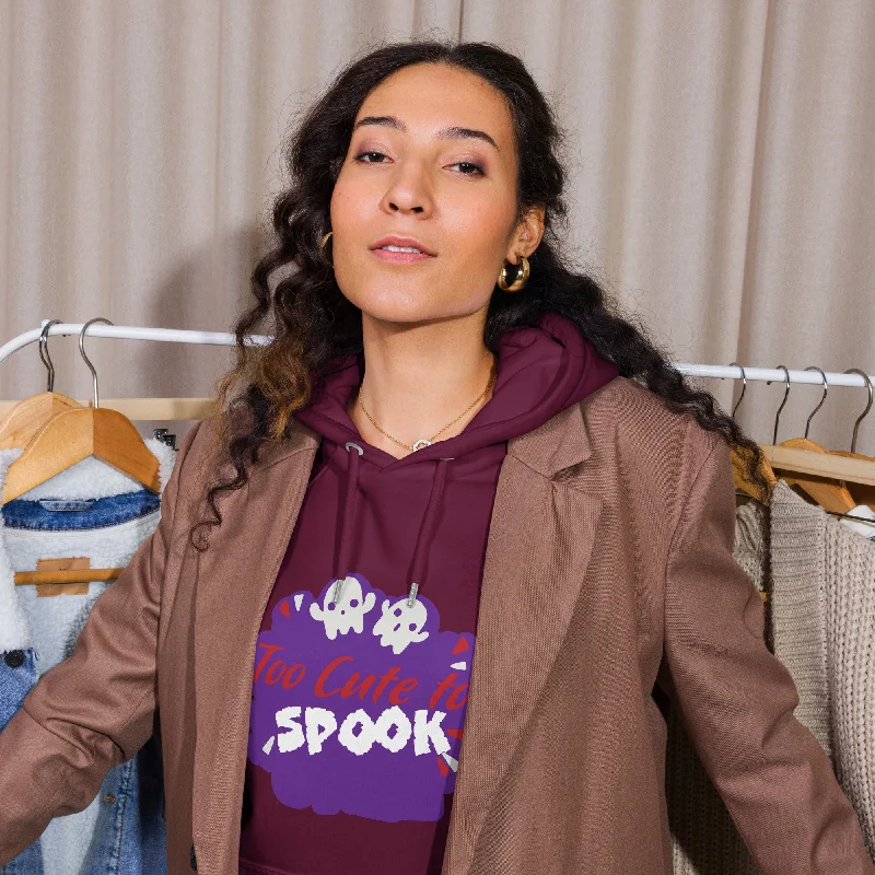Women's oversized cropped hoodie with drawstrings for a trendy lookToo Cute To Spook Halloween Graphic Women Eco Raglan Hoodie Women's oversized cropped hoodie with drawstrings for a trendy lookToo Cute To Spook Halloween Graphic Women Eco Raglan Hoodie