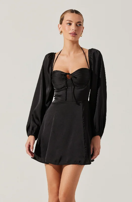 Ball Gown Women Dress with a Full Skirt for a Princess - like LookVivian Satin Halter Mini Dress