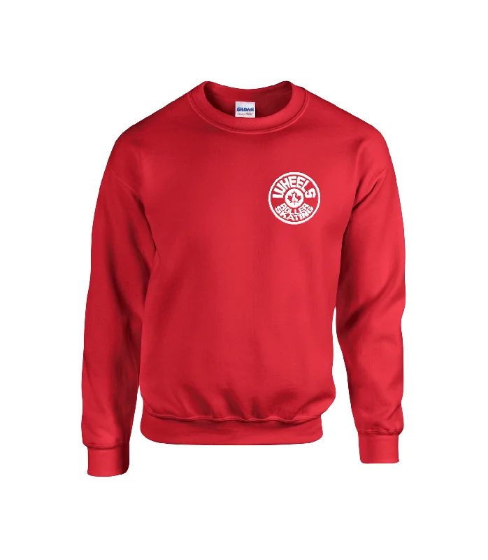 Women's pullover hoodie with a side slit for a modern and relaxed fitWheels Men's Embroidered Crewneck Sweater