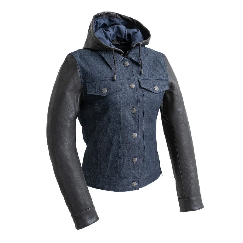Bomber men jackets with ribbed cuffs for a classic 80s styleHolli - Motorcycle Denim/Leather Jacket Bomber men jackets with ribbed cuffs for a classic 80s styleHolli - Motorcycle Denim/Leather Jacket