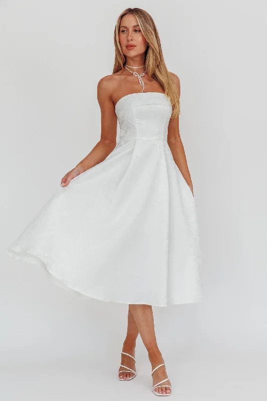 Little Black Women Dress with Sequins for a Glamorous Night OutWorship Strapless A-Line Midi Dress White Little Black Women Dress with Sequins for a Glamorous Night OutWorship Strapless A-Line Midi Dress White