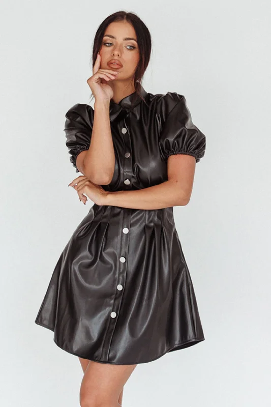 Maxi Women Dress with Floral Print for a Bohemian VibeZurich Pleated Waist Shirt Dress Faux Leather Black Maxi Women Dress with Floral Print for a Bohemian VibeZurich Pleated Waist Shirt Dress Faux Leather Black