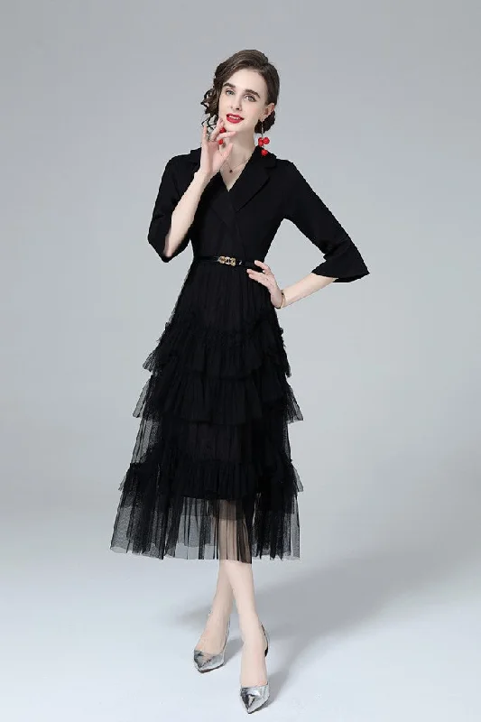 Halter Neck Women Dress to Show Off the Shoulders and Neckline Halter Neck Women Dress to Show Off the Shoulders and Neckline Black ?ocktail A-line Notch Lapel Elbow Sleeve Midi Ruffled Dress Halter Neck Women Dress to Show Off the Shoulders and Neckline Halter Neck Women Dress to Show Off the Shoulders and Neckline Black ?ocktail A-line Notch Lapel Elbow Sleeve Midi Ruffled Dress