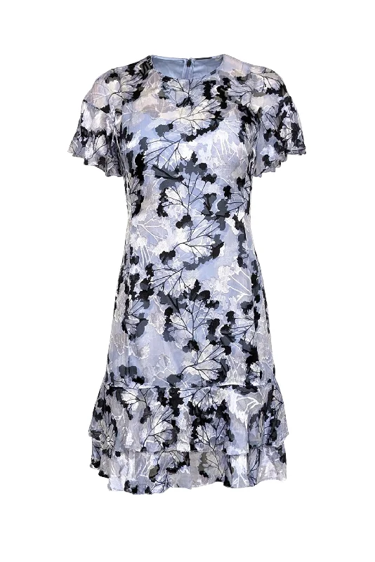Printed Abstract Women Dress for a Modern and Artistic Appeal Printed Abstract Women Dress for a Modern and Artistic Appeal Elie Tahari - Light Blue & Black Velvet Burn Out Print Dress Sz 2