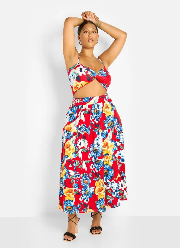 Maxi dresses with fringe trim for a bohemian vibeAnalise Floral Print Skater Maxi Skirt Maxi dresses with fringe trim for a bohemian vibeAnalise Floral Print Skater Maxi Skirt