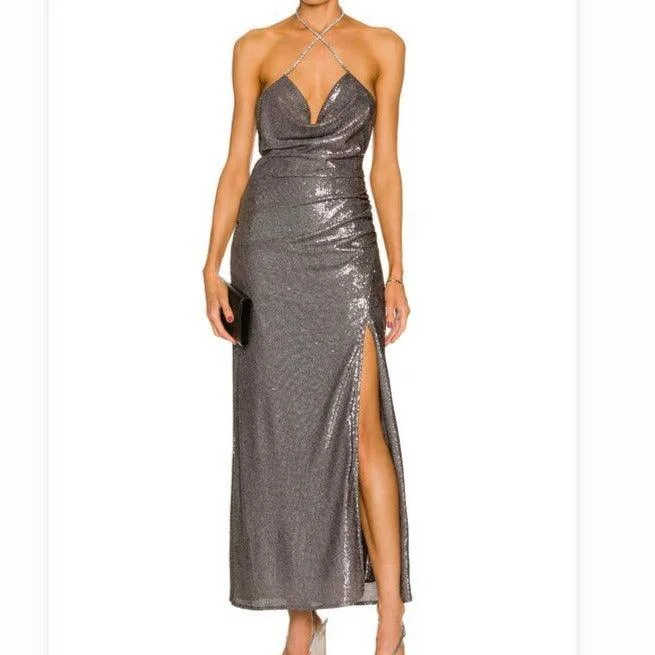 Sequined maxi dresses for formal evening galasKittenAlarm - Bayley Halter Metal Dress Sequined maxi dresses for formal evening galasKittenAlarm - Bayley Halter Metal Dress