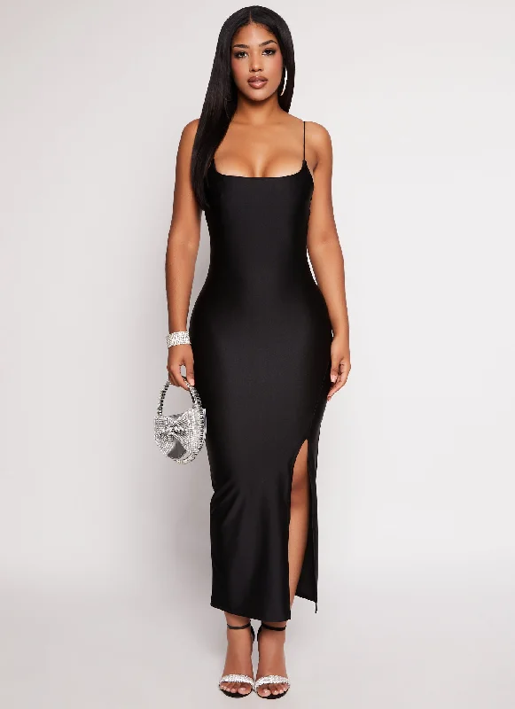 Maxi dresses with mesh panels for a sexy and trendy appearanceThin Strap Side Slit Bodycon Maxi Dress Maxi dresses with mesh panels for a sexy and trendy appearanceThin Strap Side Slit Bodycon Maxi Dress