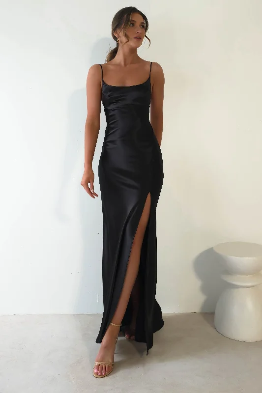 Maxi dresses with patchwork designs for a one - of - a - kind styleCelinee Satin Maxi Gown | Black Maxi dresses with patchwork designs for a one - of - a - kind styleCelinee Satin Maxi Gown | Black